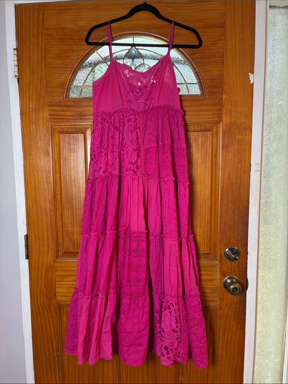 Bhanuni by Jyoti x Anthropologie Sleeveless Patchwork Lace Tiered Midi Dress